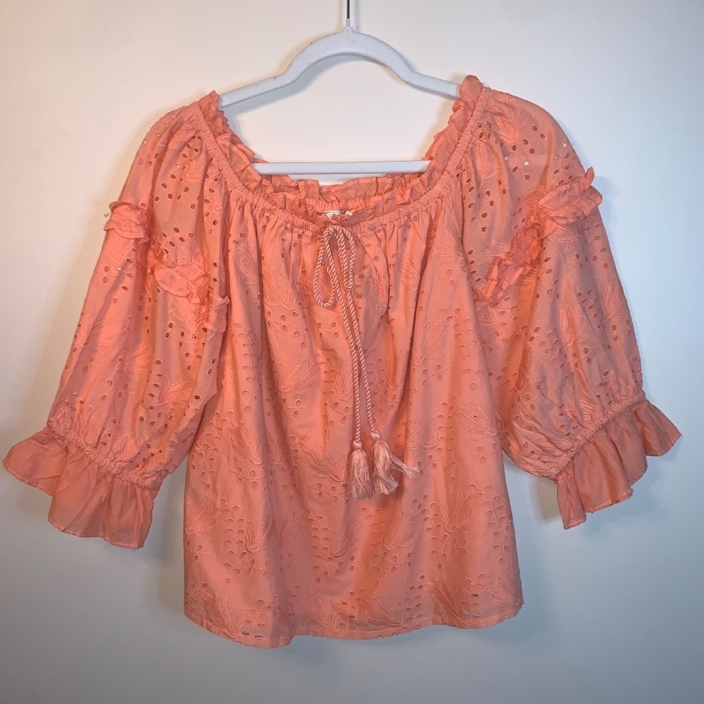 Anthropologie Jane Eyelet Off the Shoulder Top - Picture 6 of 11